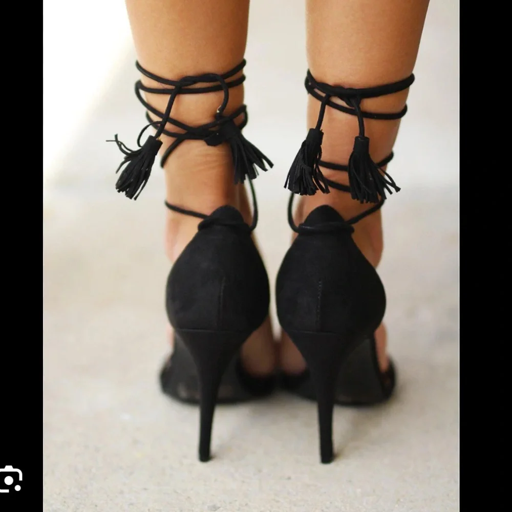 RAYE Black Lace-Up Heels